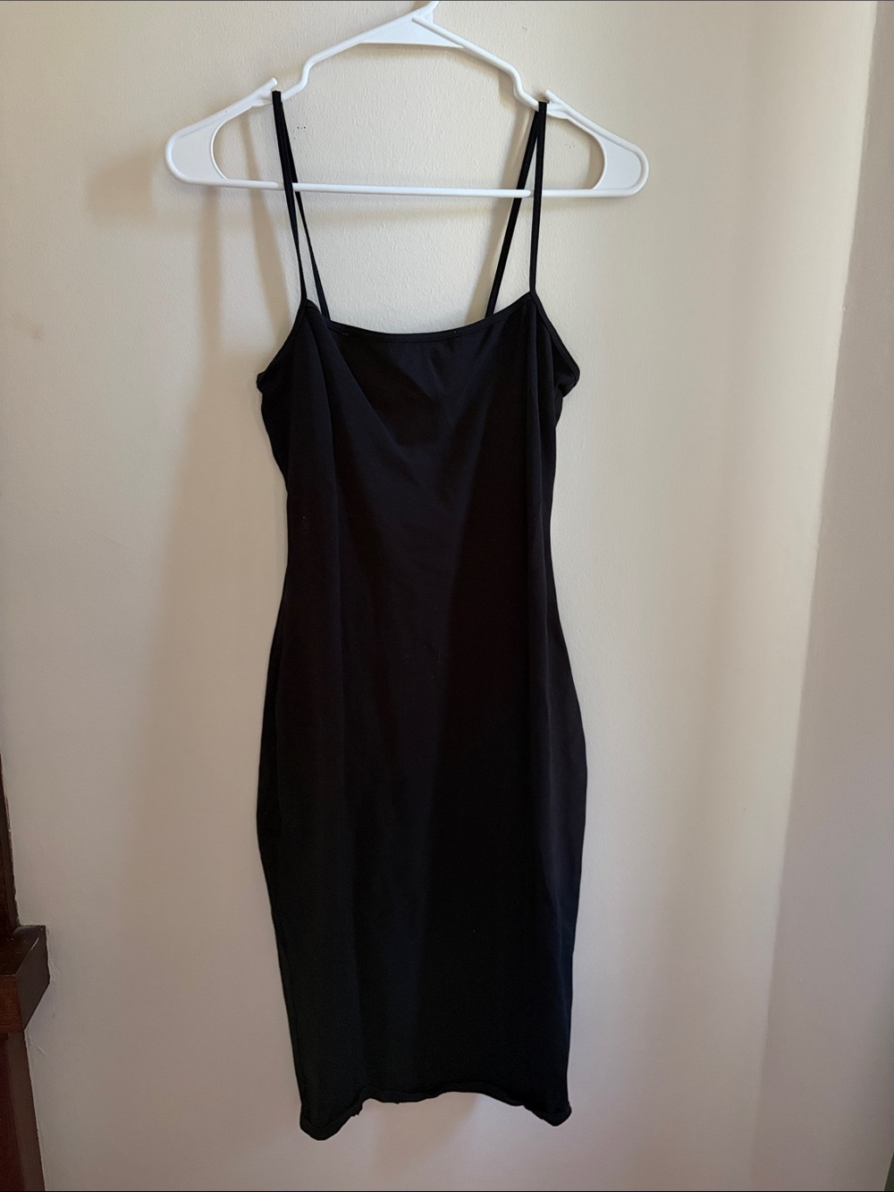 Express Black Midi Slip Dress with Spaghetti Straps
